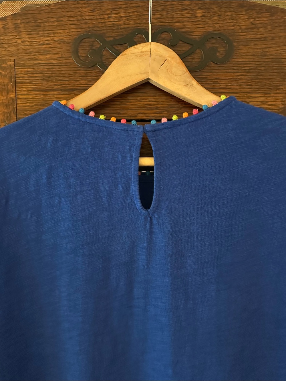 Boden Ali Pom Sleeve Tshirt Dress Blue Size 10L - Picture 7 of 11